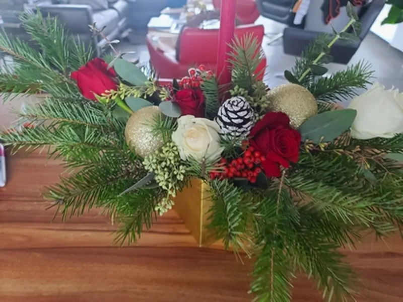 Holiday Arrangements with Candle view 2