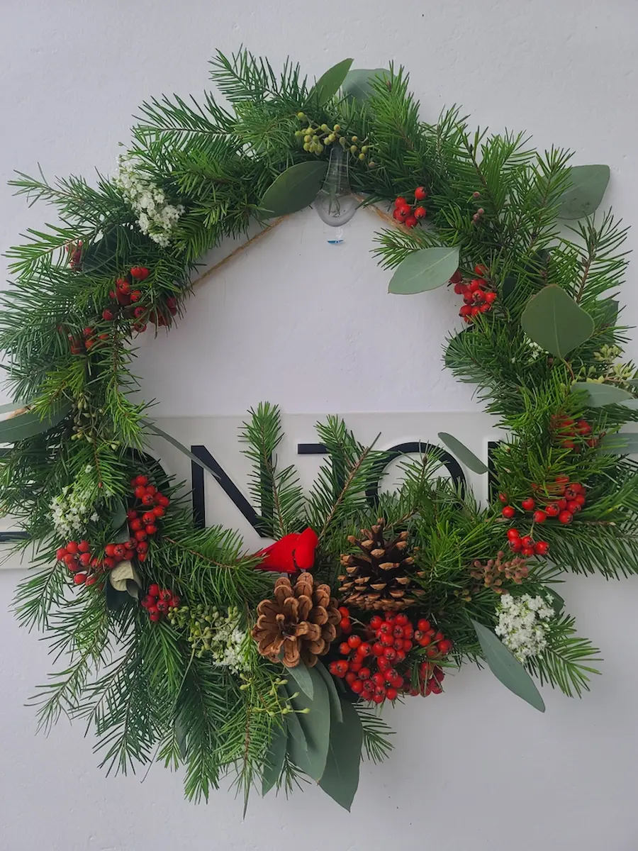 Colorful holiday wreath